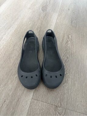 Crocs Black Slip-On Rubber Ballet Flats